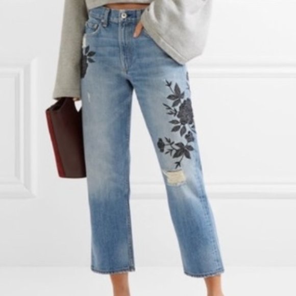 Rag & Bone Ramona Embroidered Marilyn Crop Jeans - Picture 1 of 9